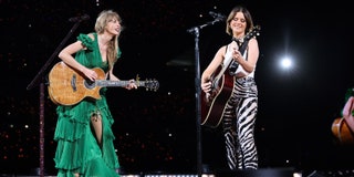Taylor Swift and Maren Morris performing at Chicago’s Soldier Field in 2023